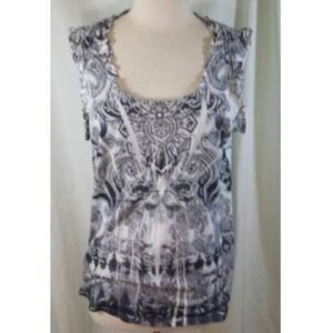 ONE world tank top blouse paisley burnout gauzy L FREE ADD ON